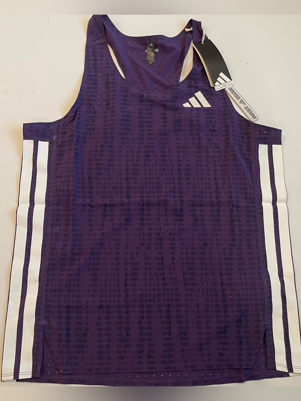adidas Adizero Running Singlet Purple White Racing